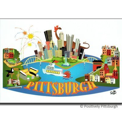 Whimsical Pittsburgh Postcard