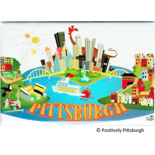 Whimsical Pittsburgh Rigid Magnet