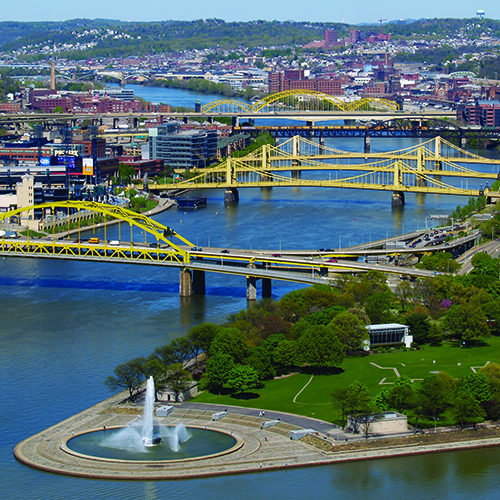 Fireworks Over PNC Park and the Fountain at Point State Park